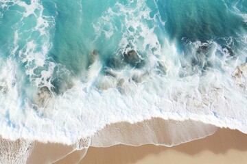 Poster - A stunning aerial view of the ocean and the beach. This image captures the beauty and tranquility of the coastline. Perfect for travel brochures, website backgrounds, and vacation-themed designs