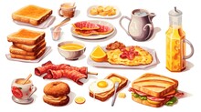 A Plate Filled With A Variety Of Delicious Breakfast Foods. Perfect For Illustrating A Hearty Breakfast Or Promoting A Breakfast Menu.
