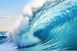 A powerful and dynamic wave crashing in the vast ocean. Perfect for illustrating the force and beauty of nature. Ideal for use in travel, adventure, and environmental themes