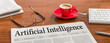 A newspaper on a wooden desk - Artificial Intelligence