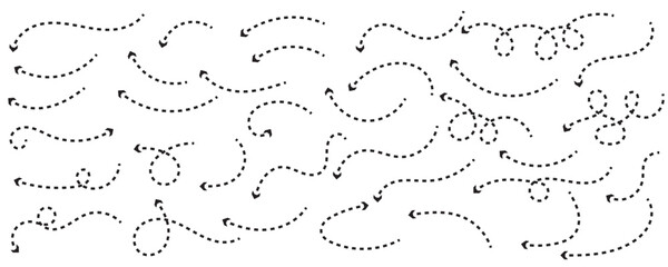 Wall Mural - curved dotted arrow. zigzag arrow stripes design with dotted lines. pointers to the wire, up, down. 