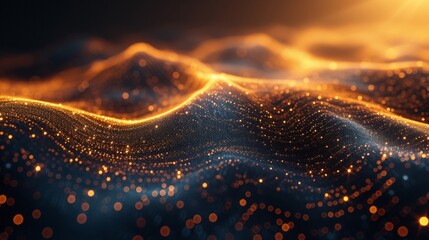 Experience the electrifying fusion of science and art with this gold mesh background, where every line and dot pulsates with power and futuristic energy.