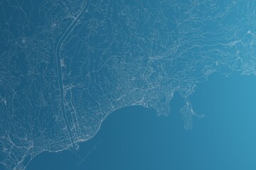 Sticker - Map of the streets of Nice (France) made with white lines on blue paper. Rough background. 3d render, illustration