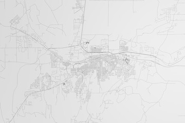 Map of the streets of Casper (Wyoming, USA) on white background. 3d render, illustration