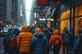 Fototapeta  - Scary Roxn's: A Bustling City Street in Winter Generative AI