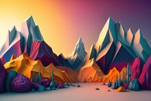 AI-generated Illustration Of Abstract Landscape Illustration Featuring Majestic Mountains