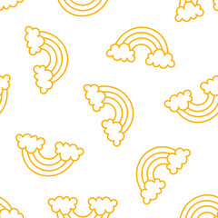 Wall Mural - Seamless pattern with outline yellow rainbows