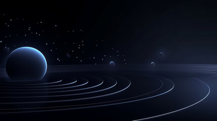 Wall Mural - abstract cosmic landscape with planets and stars on dark background