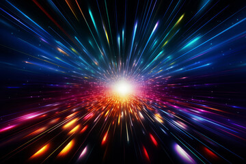 Wall Mural - abstract image of a bright light explosion in space with vibrant rays