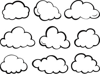 Vector set of cloud icons isolated on a white background