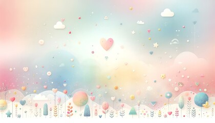 Wall Mural - Whimsical Watercolor Pastel Wonderland - AI Generated Digital Art