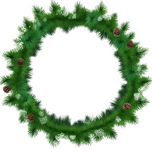 Christmas Wreath Made Of Christmas Tree Branches On Transparent Background