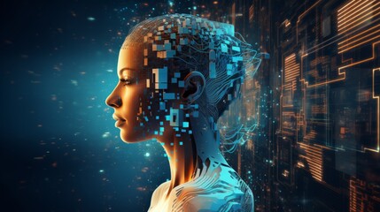 Wall Mural - futuristic technology concept: abstract background of glowing digital circuit patterns and futuristi
