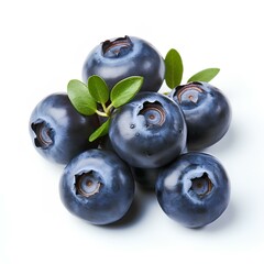 blueberries isolated on white background with shadow. blueberry isolated. blue fruit of blueberry with a leaf. blueberry top view