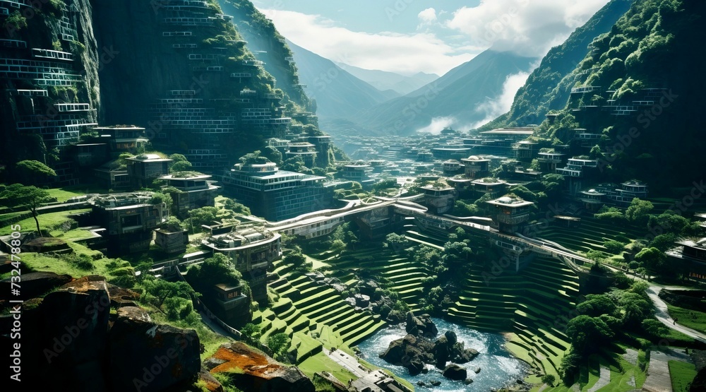 AI generated illustration of the iconic Machu Picchu, the ancient Incan ...