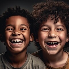 AI generated illustration of two young children smiling at the camera