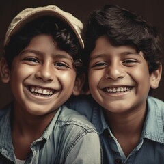 AI generated illustration of two young children smiling at the camera