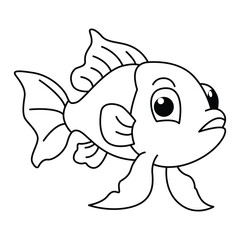 Wall Mural - Funny fish cartoon for coloring book.