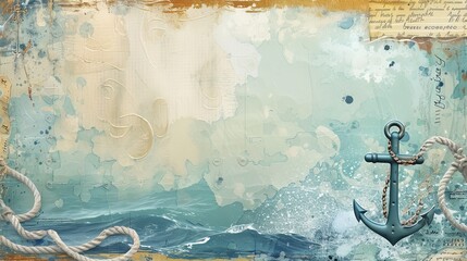Wall Mural - Nautical themed scrapbook with copy space