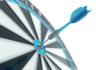 Dartboard bulls-eye with darts hitting the target in a business success concept illustration, financial business targeting planning to winner concept.