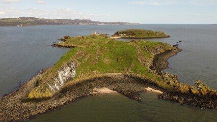 Canvas Print - Aerial view of an inlet on Inchcolm Island in the Firth of Forth, Scotland