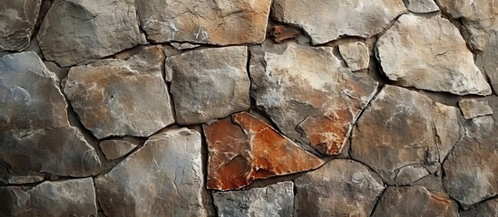 Poster - A detailed view of a stone wall showcasing an array of rocks forming a captivating pattern.