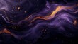 Velvety black, dazzling gold, and celestial lavender collide cosmically on a spotless marble canvas to create an ethereal and elegant abstract work of art. 

