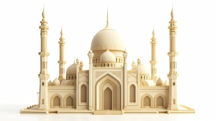 illustration of a mosque with a dome, for islam or muslim day, isolated on white background