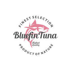 Tuna vintage logo, bluefin tuna vintage logo