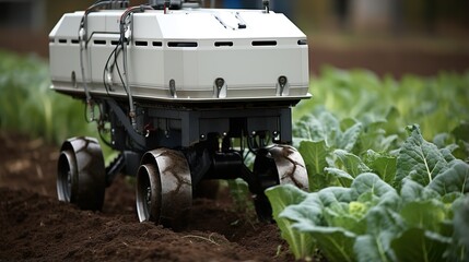 Poster - tractor in field high tech futuristic vehicle 