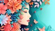 © artestdrawing - Delightful paper cut design with woman's face and floral elements for international women s day