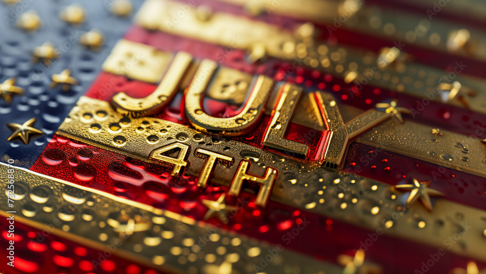Picture of For Independence Day on July 4th, a golden plaque featuring the USA ...