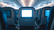 © Nuchylee - Airplane seats with blank LCD screen mockup device for entertainment to serve passenger on a plane trip