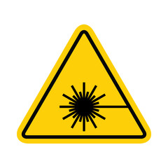 Wall Mural - Laser radiation danger label icon, safety protection information symbol vector illustration