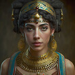Royal Charm: Close-up of an Egyptian Princess in Glorious Gold