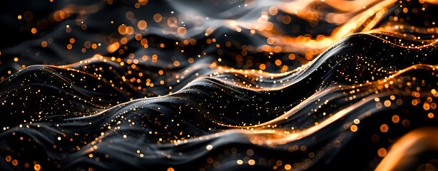 Golden particle waves abstract background