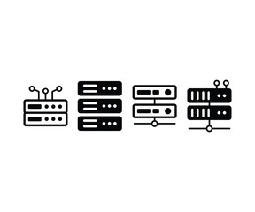 Wall Mural - server illustration of a set of icons vector design simple black white flat modern style collections