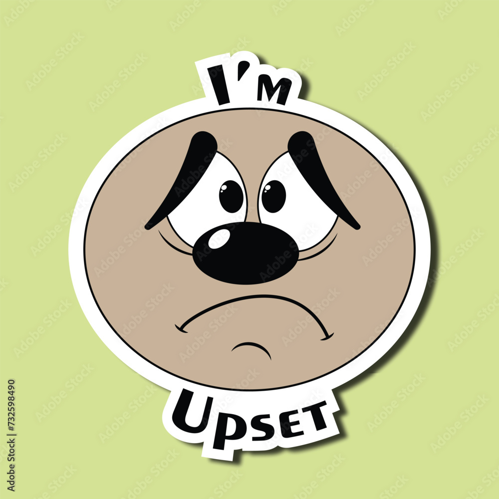 Frasturation Sticker Image vectorielle Stock Funny face sticker. Emoticon with a sad face ...