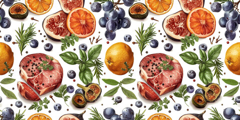 Wall Mural - Wide banner illustration of grocery restaurant advertising