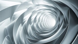 Fototapeta Perspektywa 3d - A sleek silver spiral tunnel with a smooth, metallic sheen in a 3D design.