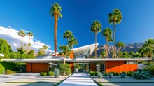 The Iconic Style Of Mid-Century Modern Architecture Interwoven With The Natural Elegance Of Palm Trees