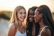 © Yuliia - Pretty diverse teenagers hang out teens hanging out young age friends group laughing having fun students high school university leisure time friendship party partying funny youth sitting on couch