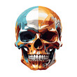 colorful human skull illustration, generative ai