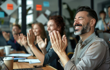 Wall Mural - business people applauding in an office