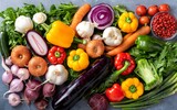 Fototapeta Kuchnia - many varied colored fresh vegetables for home delivery. banner advertising