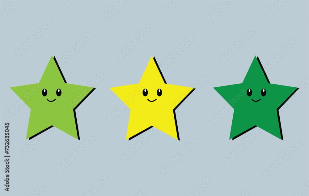 Cute rating star. Star cartoon vector clipart. Vector illustration ...