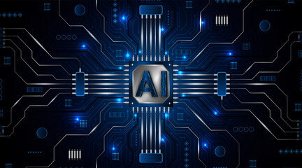 Leinwandbilder - AI or artificial intelligence symbol. futuristic advanced artificial intelligence technology circuit board concept	