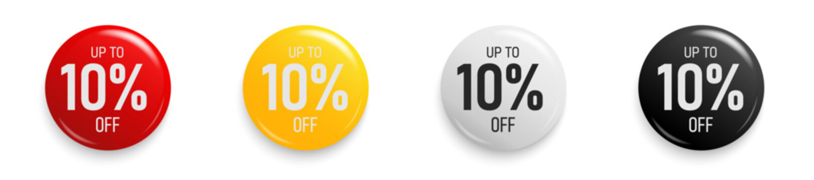 up to 10 percent discount. button sticker mockup banner. promotion sticker badge set for shopping ma