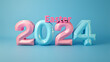 Easter 2024 3D candy style TEXT against the minimal backdrop background ai generated easter banner ,3D illusion, digital manipulation, creative commons attribute, multi color, poet core