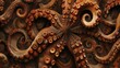 Textured background with many tentacles of marine invertebrates, tentacles of octopuses or squids